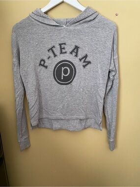 Pure Barre Women's Gray Crop Hooded Pullover, Size Small